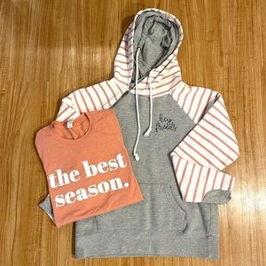 Hey Friends(featured on Drew Barrymore Show)Double Hooded Sweatshirt & tee.